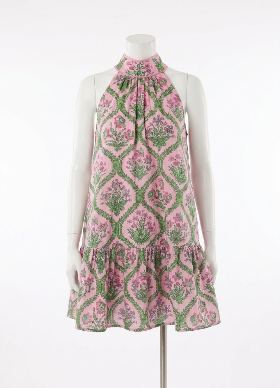 NEW ENTRO botanical print sleeveless mini dress in pink peony